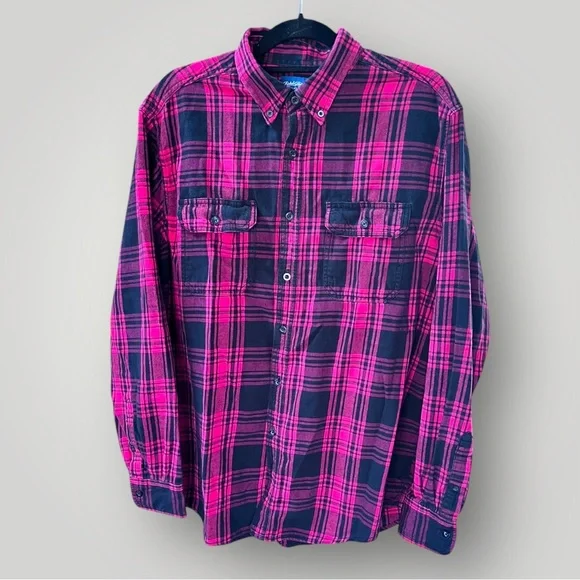 Faded Glory Flannel Red/Black Plaid Button Down Shirt - Picture 4 of 11